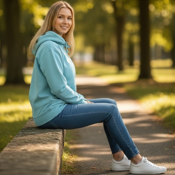 Woman’s Champion Teal Athletic Hoodie - Picture 7 of 7